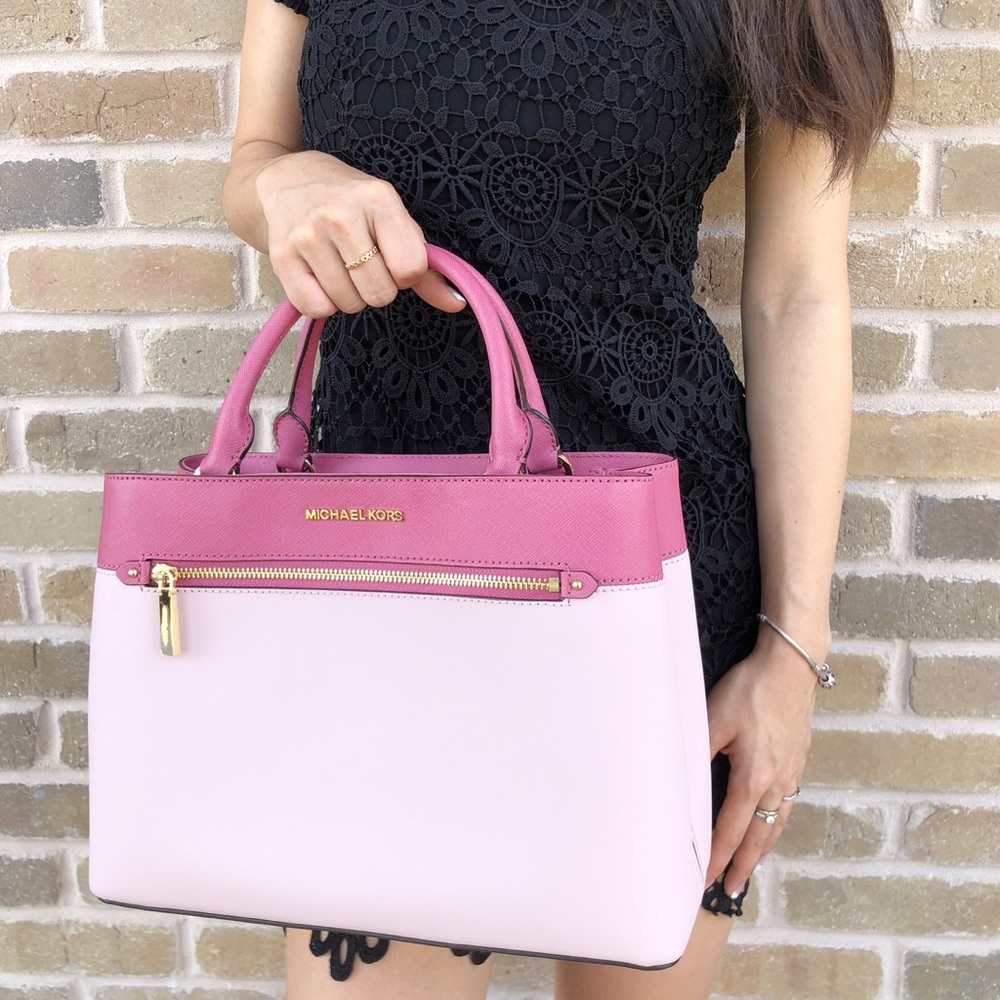 NWT Michael Kors Medium Pink Satchel Crossbody - Picture 1 of 6